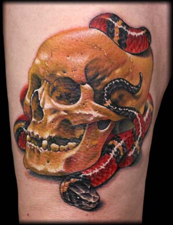 Looking for unique  Tattoos? skull and snake